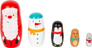 Zestaw drewniane matrioszki dla dzieci bożonarodzeniowe Small Foot
