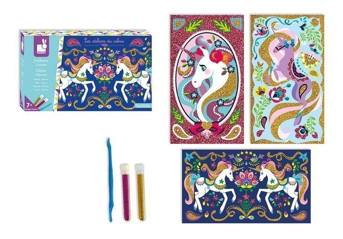 Zestaw kreatywny Magiczny brokat Jednorożce 7+, Janod