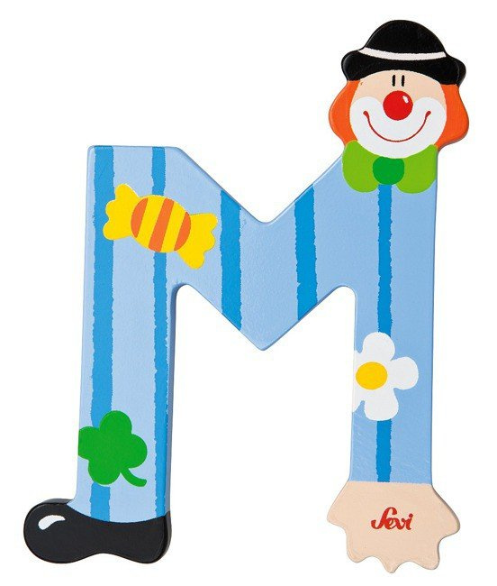 Drewniana literka. Klaun "M", Sevi