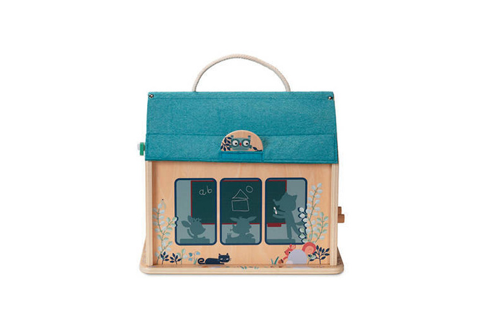 Drewniany multifunkcyjny zestaw do zabawy w Szkołę z 3 figurkami i akcesoriami Lilliputiens