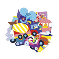 Duże naklejki wielorazowe dla dzieci 50 sztuk Pojazdy Janod