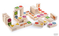 Drewniane domino dla dzieci. Figury geometryczne, BAJO