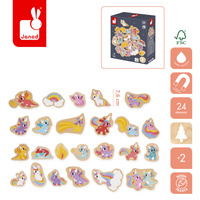 Magnesy drewniane dla dzieci Jednorożce i smoki 24 szt. Janod 