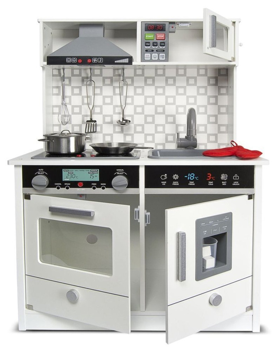 Drewniana kuchnia dla dzieci z akcesoriami dźwiękiem światłem New Styl biała