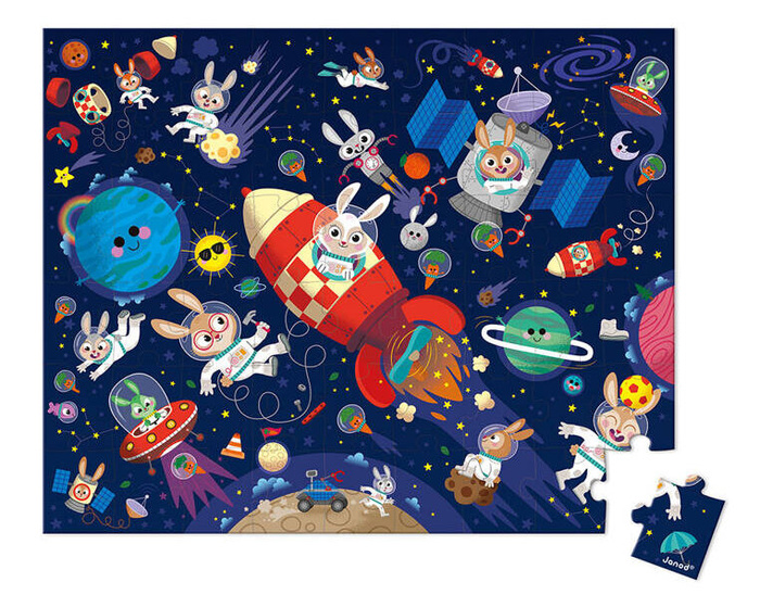 Puzzle w walizce Rakieta kosmiczna 54 el. Janod