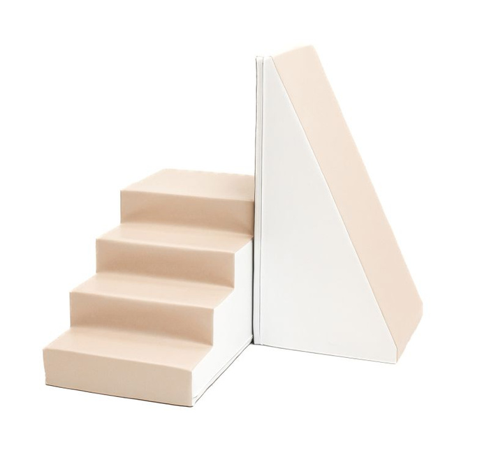 Zestaw do zabawy schodki i ślizgawka beżowo biały Soft Play Slider IGLU