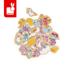 Magnesy drewniane dla dzieci Jednorożce i smoki 24 szt. Janod 