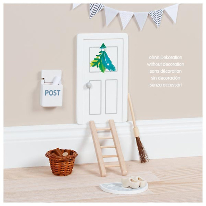 Drewniane akcesoria do domku dla lalek i pokoju dziecięcego Drzwi Elfa Goki