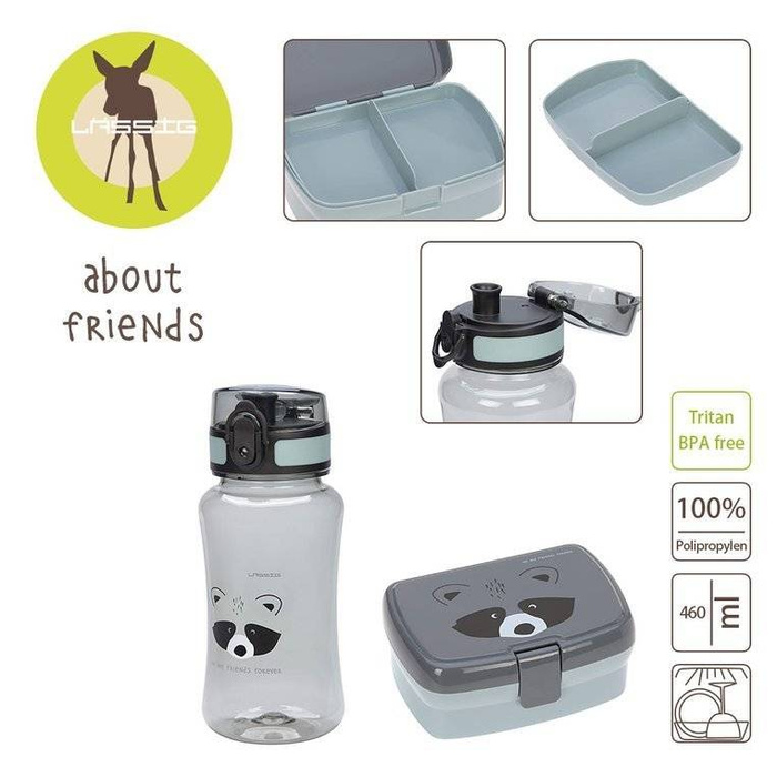 Zestaw na lunch Lunchbox + Tritanowa butelka - bidon 460 ml About Friends Szop Lassig