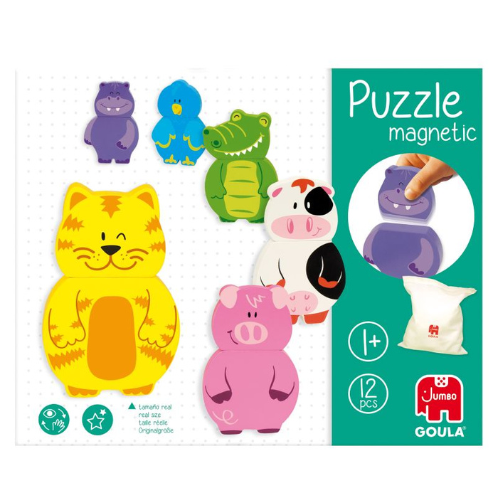 Magnetyczne puzzle dla dzieci kolorowe zwierzęta Goula