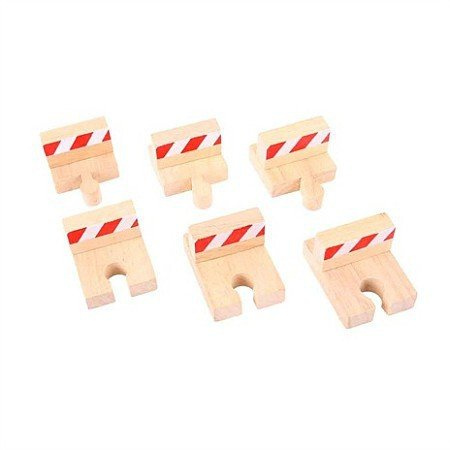 Dodatki do kolejki. Zestaw bloków oporowych, 6 sztuk, Bigjigs Rail