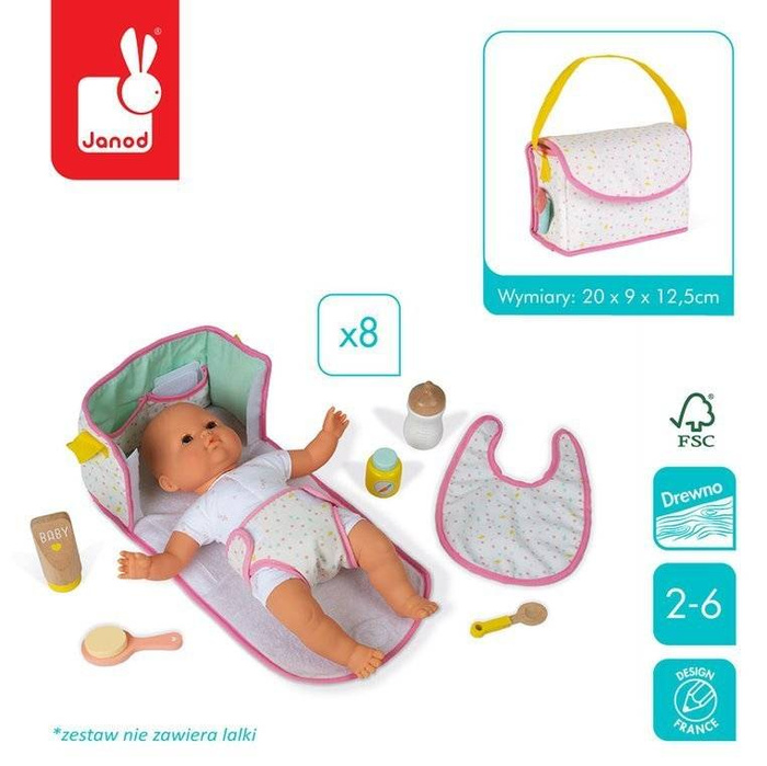 Zestaw torba do przewijania z 8 akcesoriami Janod