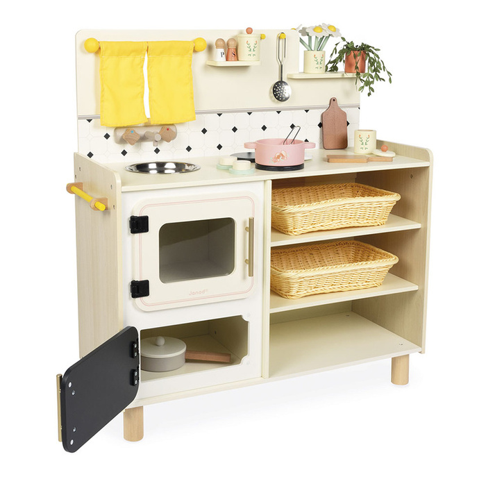 Duża drewniana kuchnia dla dziecka z 19 akcesoriami Shiny Grandma Janod