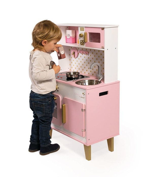 Duża kuchnia drewniana z dźwiękiem i 6 akcesoriami Candy Chic Janod