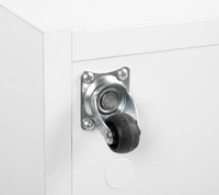 Biała drewniana skrzynia na zabawki i ławka XXL z kołami