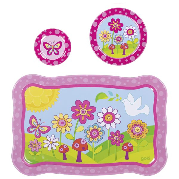 Serwis herbaciany z filiżankami i talerzykami do zabawy dla dzieci Goki