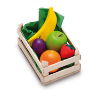 Zestaw drewnianych owoców w skrzynce Erzi