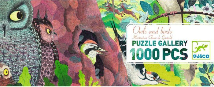 Puzzle panoramiczne Sowy i Ptaki 1000 el Gallery Djeco