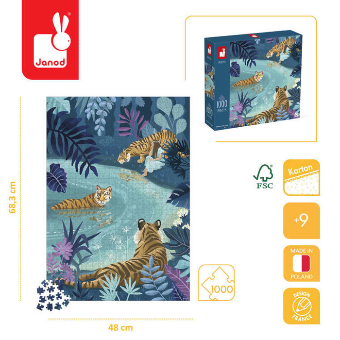 Puzzle artystyczne Spotkanie tygrysów 1000 elementów 9+ Janod
