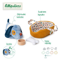 Przytulanka piesek z koszyczkiem i akcesoriami Piesek Jules Lilliputiens