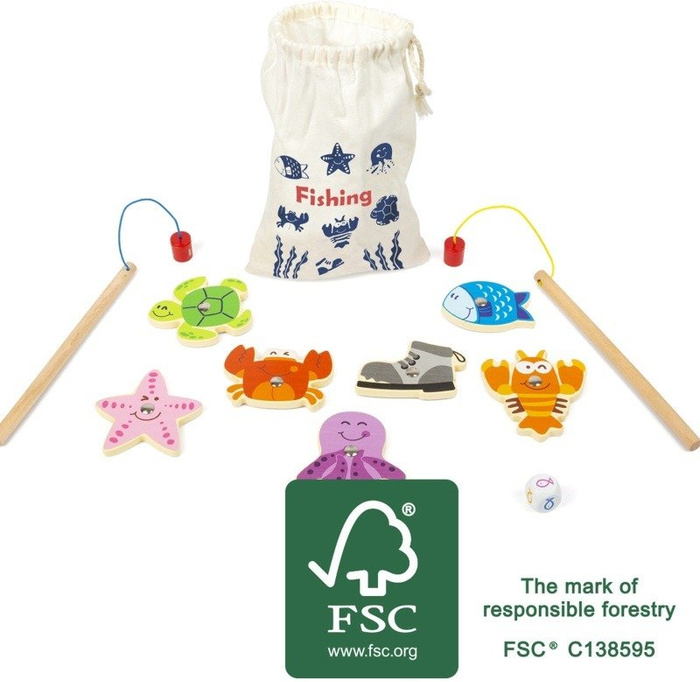 Drewniana gra zręcznościowa z magnesami Dziecięce wędkowanie Small Foot