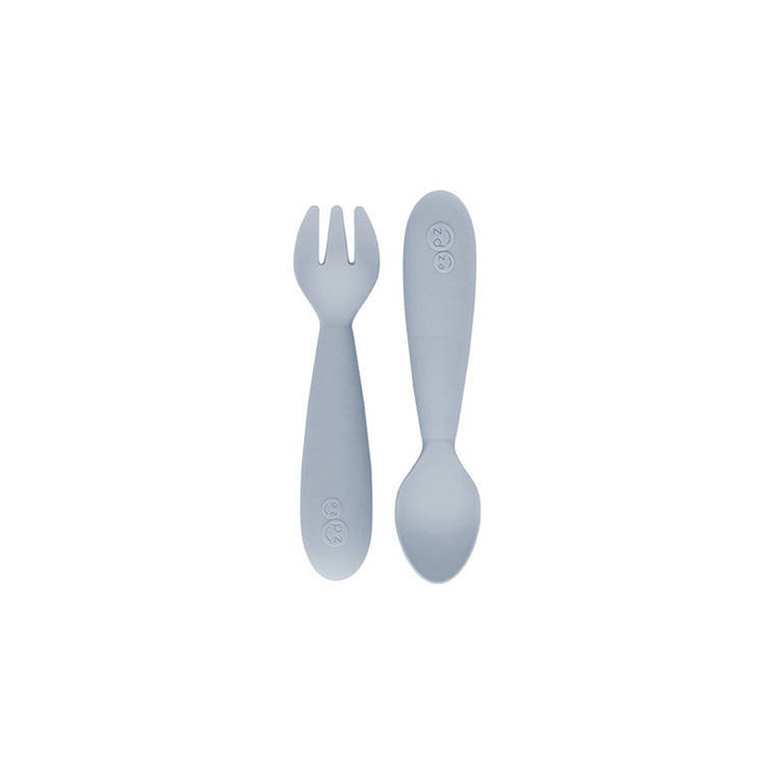 Komplet silikonowych sztućców Mini Utensils pastelowa szarość EZPZ
