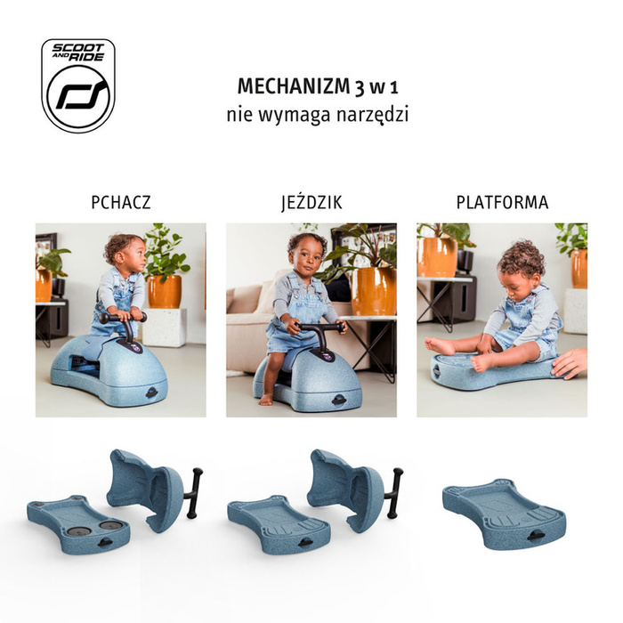 My First wielofunkcyjny jeździk pchacz dla dzieci 3w1 Scootandride Steel