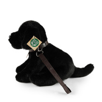 Maskotka dla dzieci pies na smyczy czarny Labrador 25 cm Rappa 