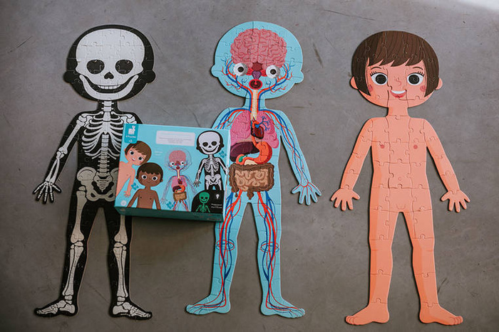 Puzzle edukacyjne gigantyczne Ciało człowieka 50, 75 i 100 elementów 5 +, Janod