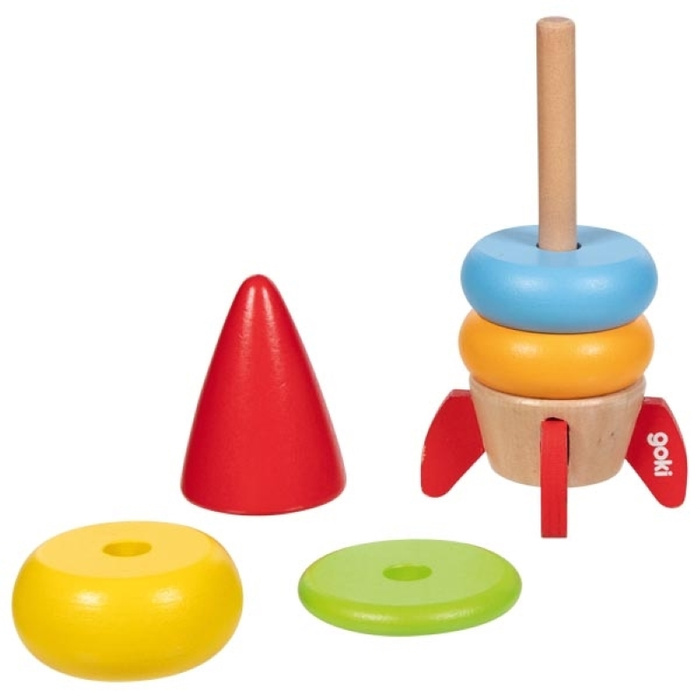 Wieża na paliku drewniana układanka Rakieta Goki