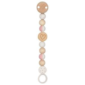 Łańcuszek do smoczka Serduszko biel i róż Goki Baby