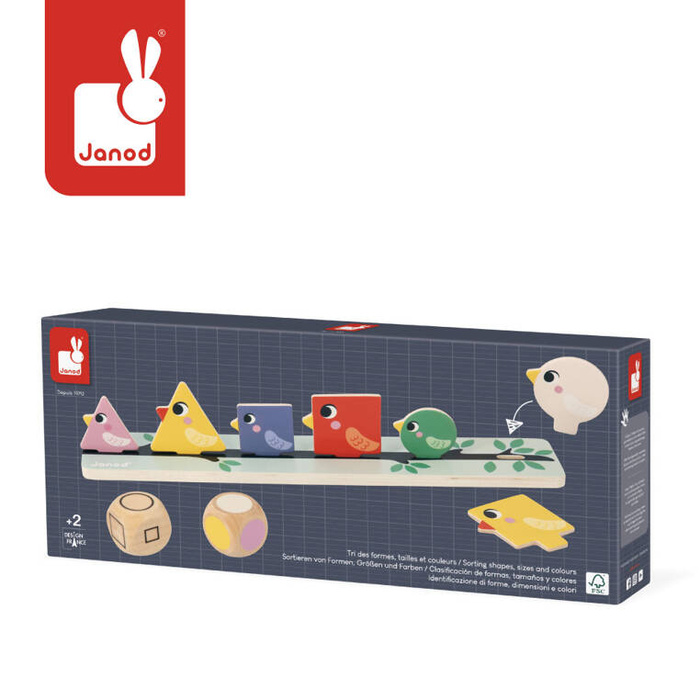 Układanka sorter kolorów i kształtów Ptaki Janod