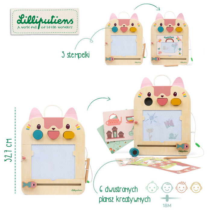Drewniana magnetyczna Tablica-Znikopis Kotka Jeanne 18m+ Lilliputiens