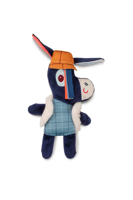 Materiałowa edukacyjna książeczka z mini przytulanką Osiołek Ignace Lilliputiens