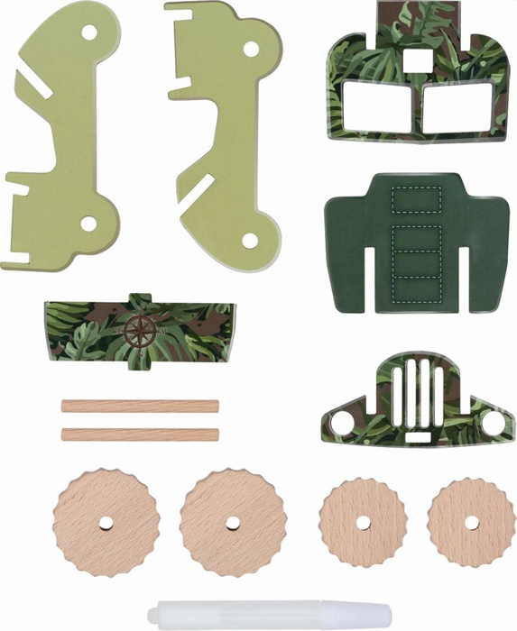 Zrób to sam drewniany model pojazdu do składania Offroader Goki