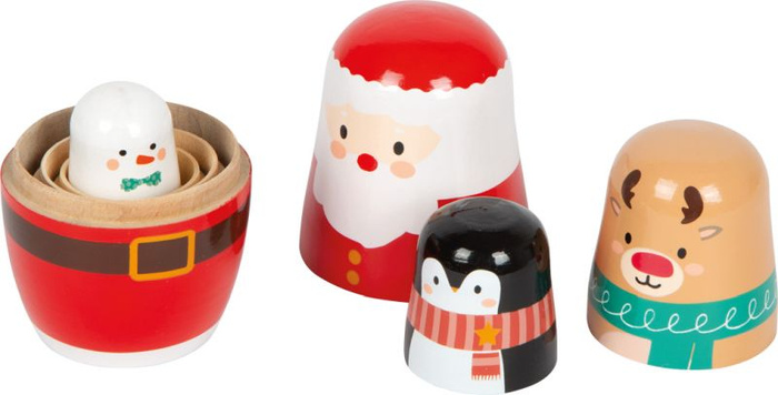 Zestaw 4 drewniane matrioszki dla dzieci bożonarodzeniowe Small Foot