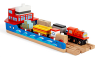 Drewniany prom przewożenie pociągów wagonów Bigjigs Toys 