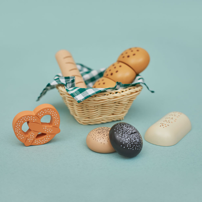 Drewniane pieczywo w koszyku Imitacja jedzenia dla dzieci Shiny Grandma Janod