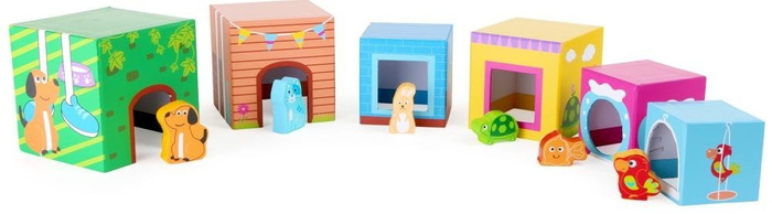 Kolorowa wieża z pudełek z figurkami Zwierzęta Small Foot