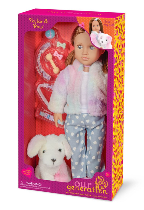 Lalka Skylar 46cm ze szczeniakiem na smyczy i akcesoriami Our Generation