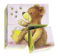 Klocki drewniane, sześcienne dla najmłodszych. Zwierzątka, goki