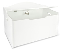 Biała drewniana skrzynia na zabawki i ławka XL