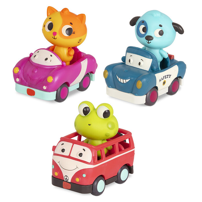 Zestaw miękkich autek sensorycznych do rączki Light Up Cars B.toys