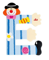 Drewniana literka. Klaun "E", Sevi