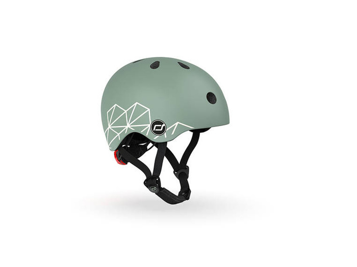 SCOOTANDRIDE Dziecięcy kask XXS-S 1-5 lat światło LED magnetyczne zapięcie Green Lines