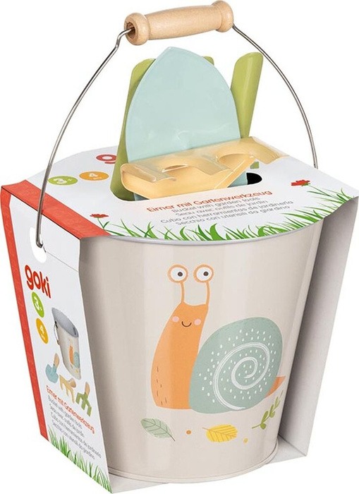 Komplet 3 narzędzi ogrodowych dla dzieci z wiaderkiem ślimak Goki