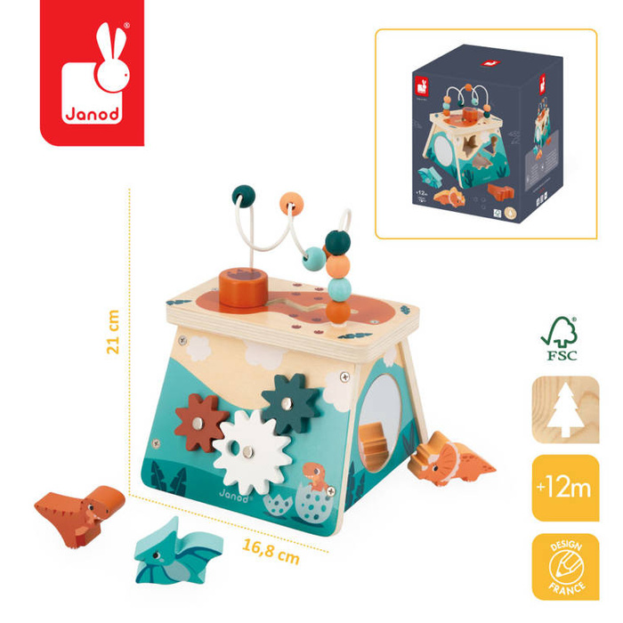 Kostka edukacyjna drewniana wulkan Dinozaury Janod