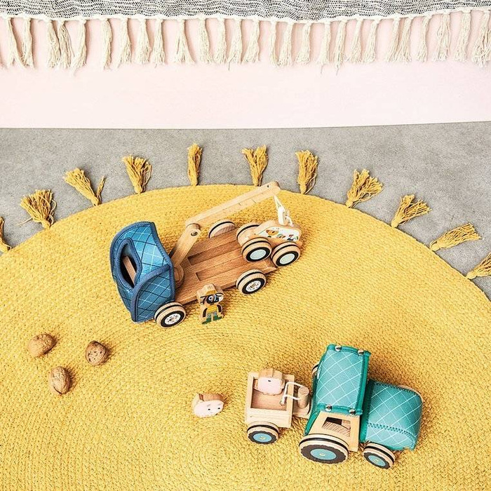 Drewniany holownik z ruchomym hakiem i autkiem Osiołek Ignace Lilliputiens