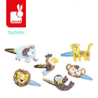 Brokatowe spinki do włosów Egzotyczne zwierzęta Zestaw kreatywny dla dzieci do tworzenia biżuterii Janod