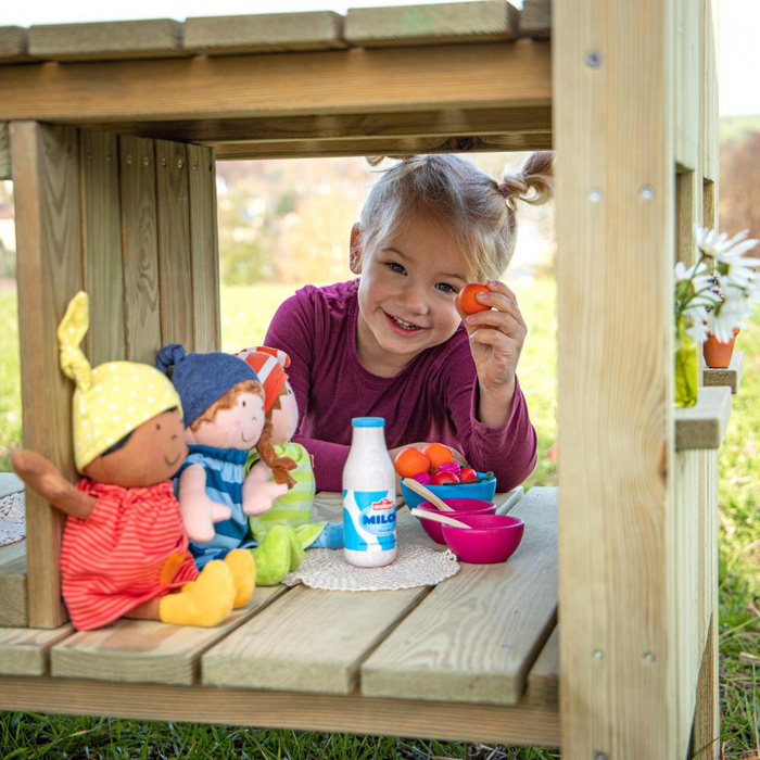 Drewniany domek dla lalek lub do zabawy w sklep Outdoor Erzi